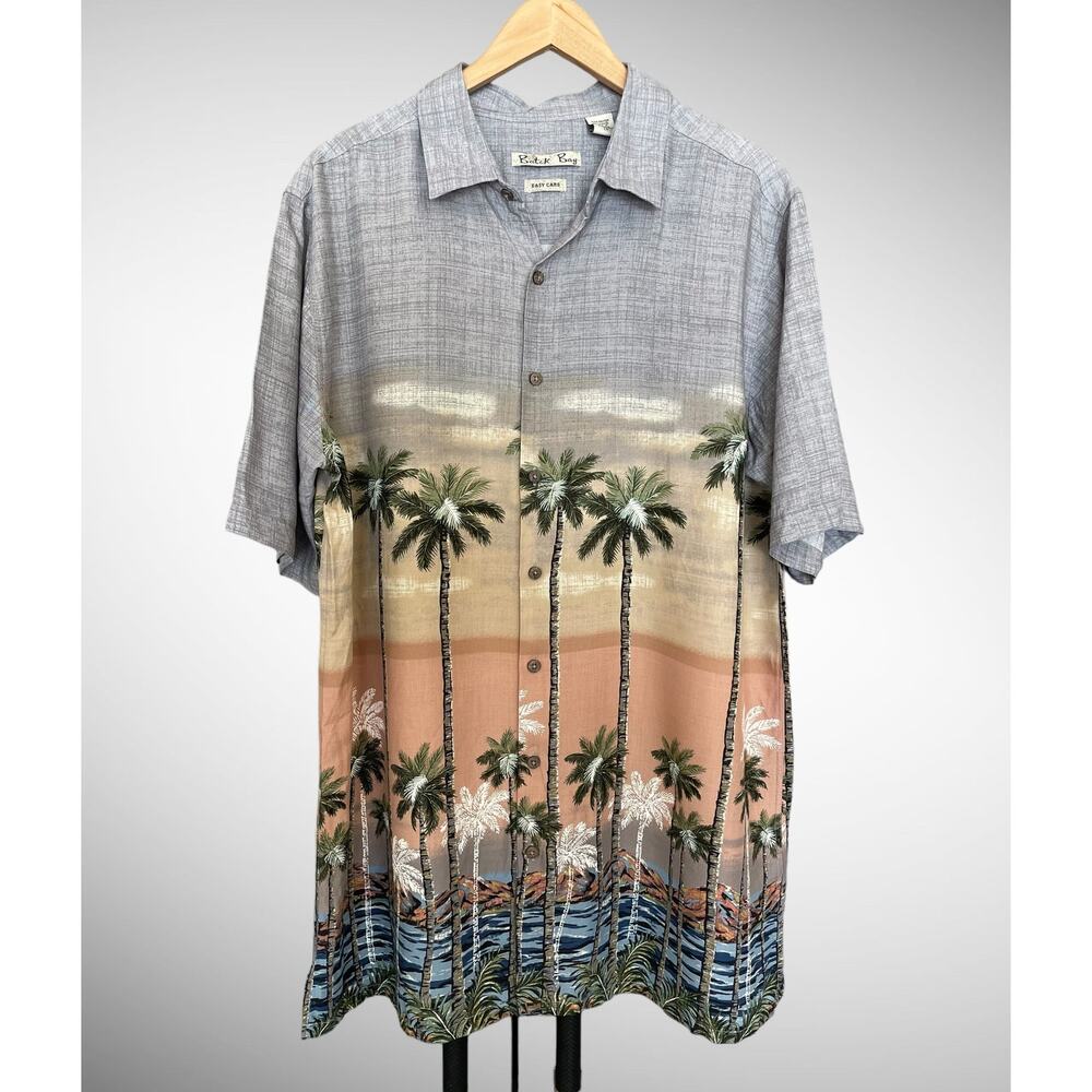 Batik Bay Men's Tropical Print Short Sleeve Button Up. LT, Large Tall, Soft
